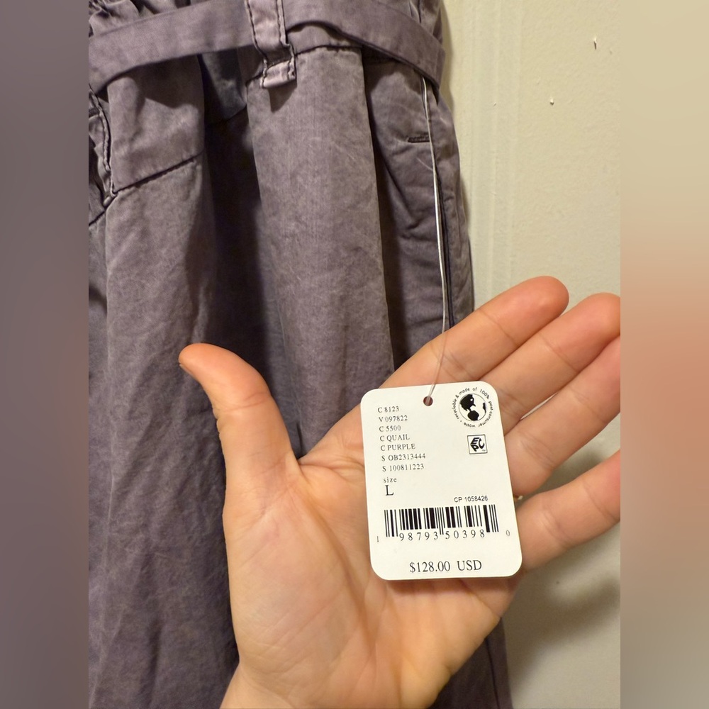 Free People Lavender Gray Wide-Leg Drawstring Pants - Picture 7 of 10